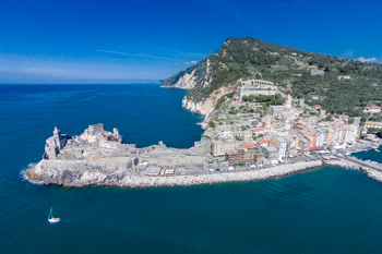 Ansicht des Dorfs, Portovenere, Cinque Terre, Italien